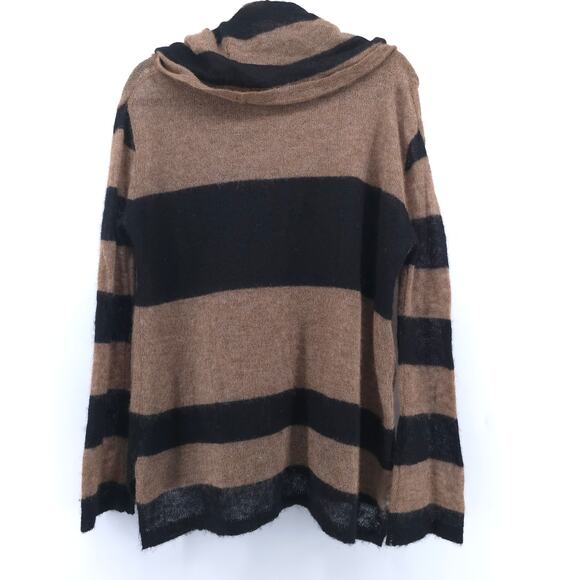 Free People Oversize Lulu Rugby Stripe Cowl Alpaca Wool Stretchy Sheer Sweater S - Picture 7 of 10